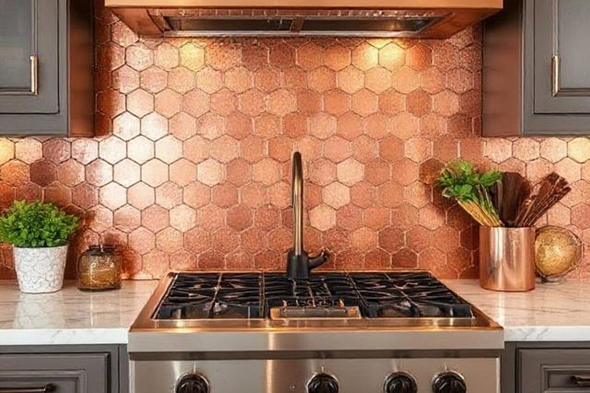 Artisan Honeycomb Hexagonal Hammered Splashback
