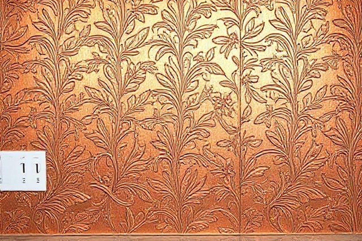 Botanical Floral Relief Embossed Copper Panel
