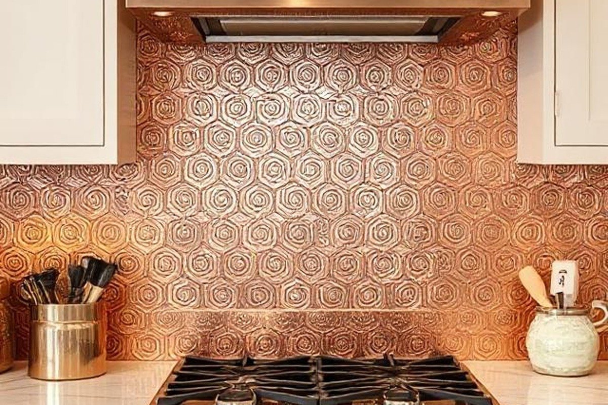 Concentric Rosette Hand-Hammered Backsplash Panel