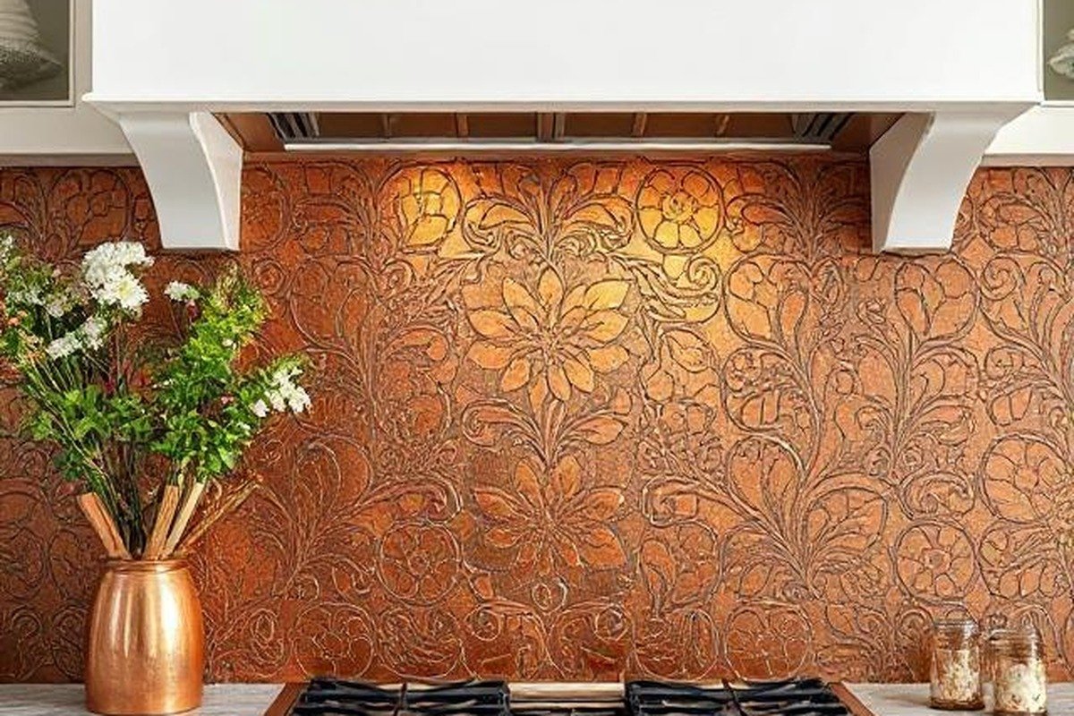 Baroque Damask Repousse Handcrafted Feature Panel