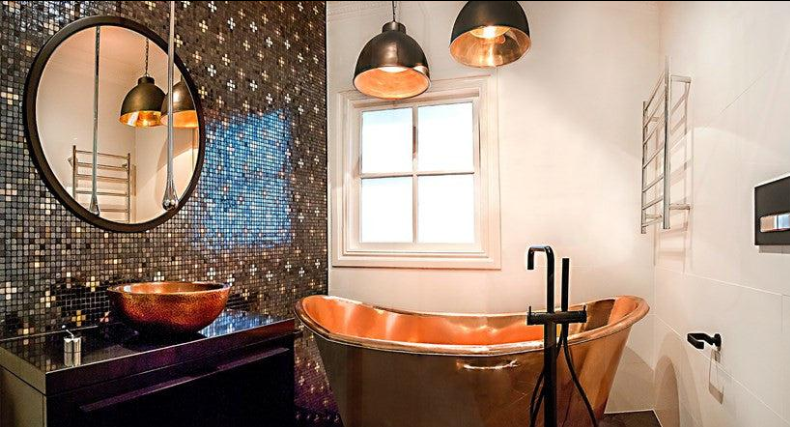 Luxury copper bath interior